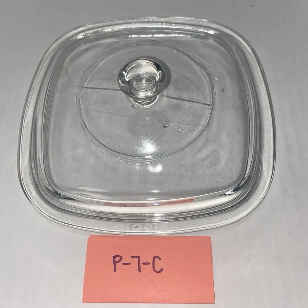Corning Ware Pyrex Casserole Clear Glass Replacement Lid P-7-C Square Scratches